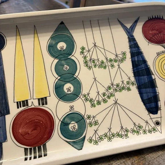 1956 MCM Serving Platter Picknick Rorstrand Sweden Marianne Westman #33 Ovenware - Picture 4 of 11